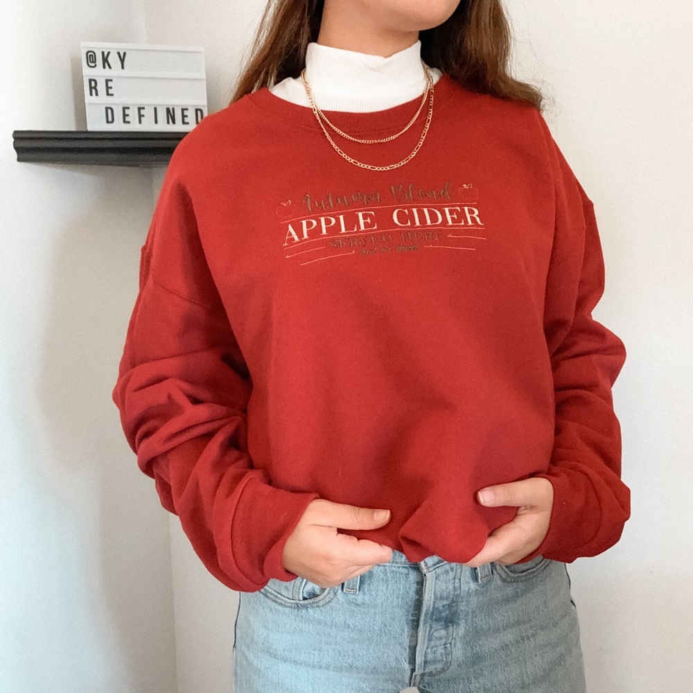 Custom Embroidered Apple Cider Red Unisex Crewneck